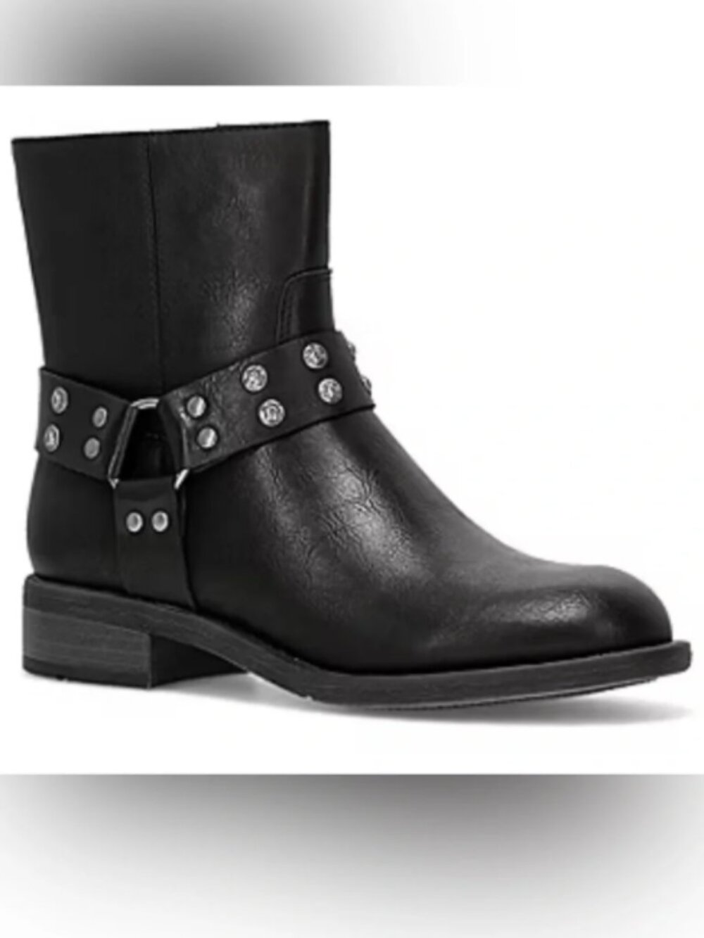 NEW Frye & Co Conley Black Stacked Heel Studded Side Zip Booties Size 8.5